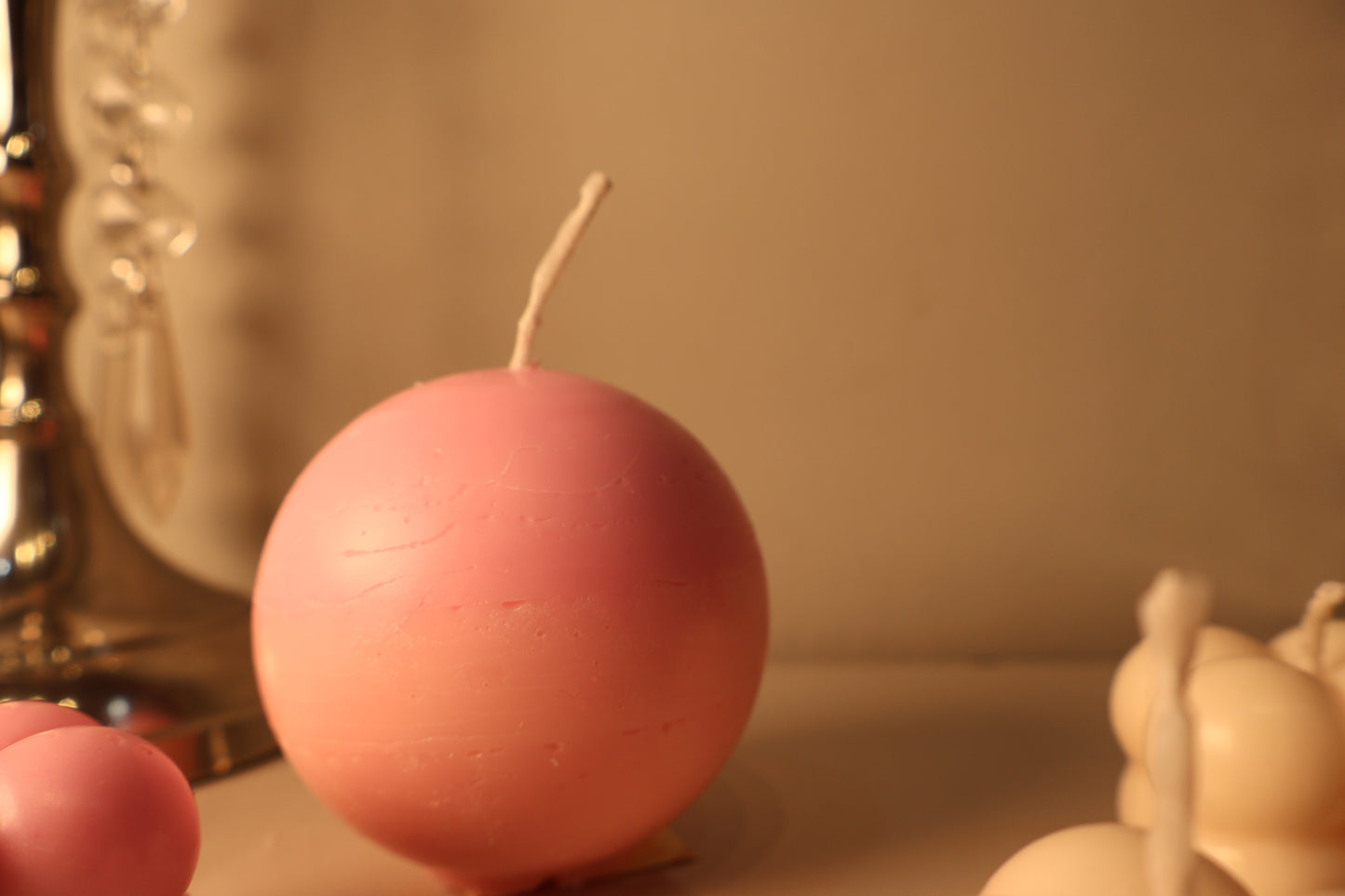 Customizable luxury sphere candle with initials and strawberry silk fragrance – best soy decor candle India