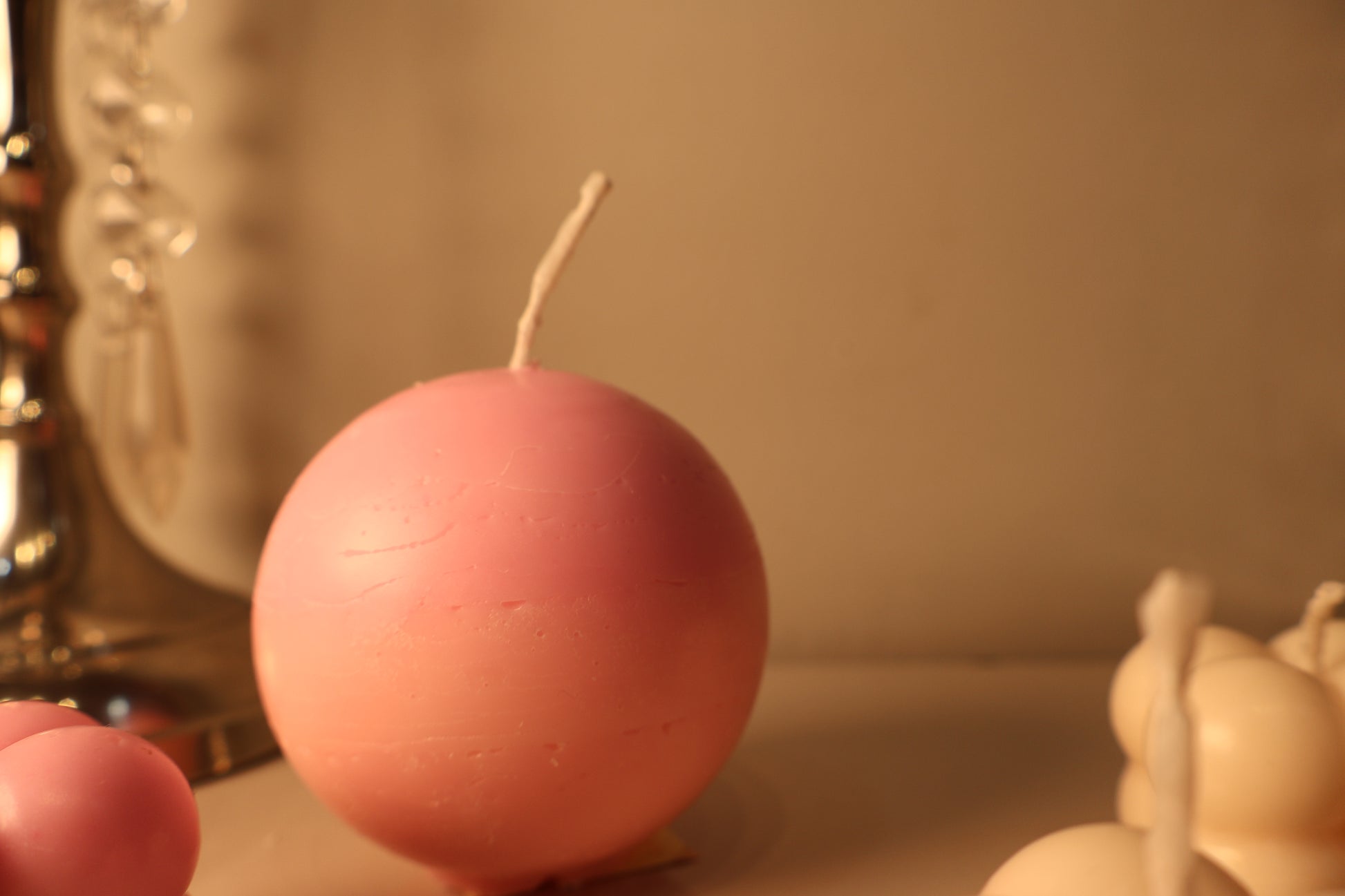 Customizable luxury sphere candle with initials and strawberry silk fragrance – best soy decor candle India
